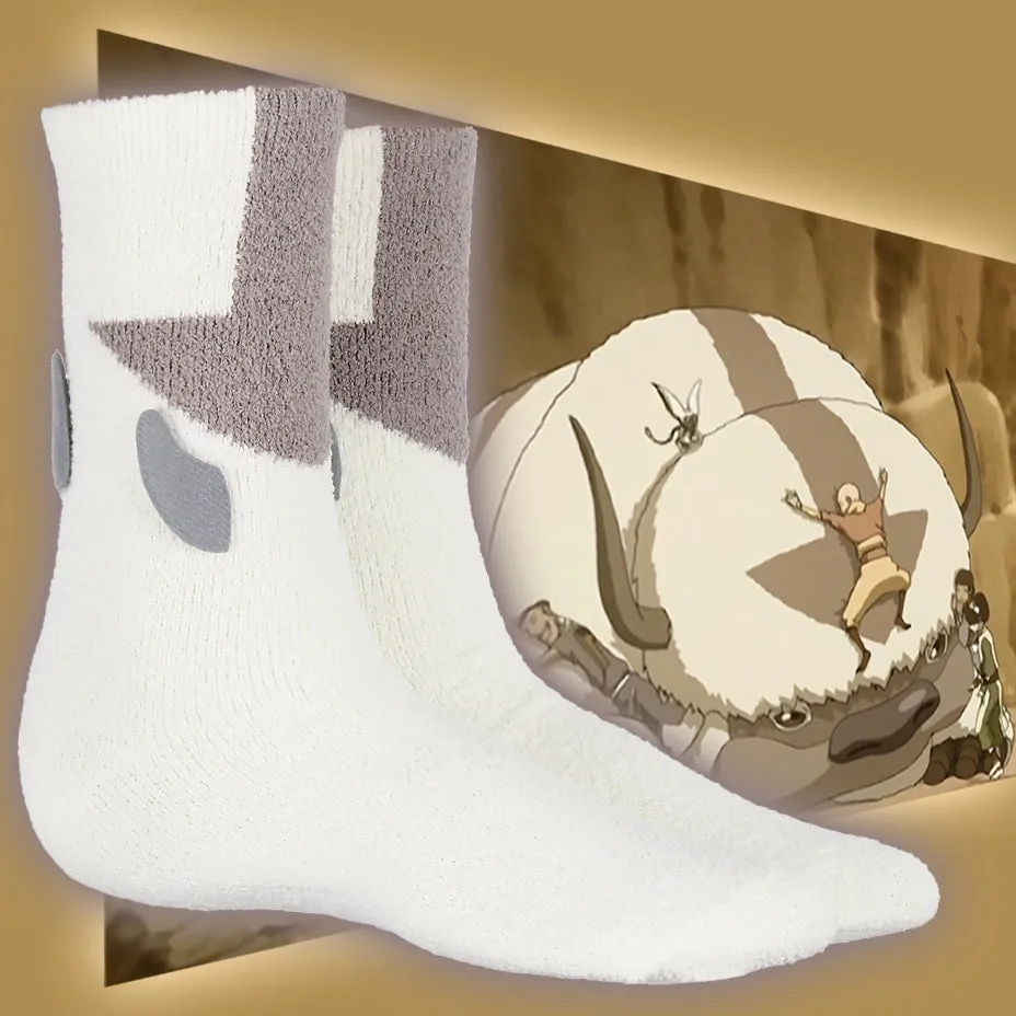 Avatar The Last Airbender Appa Flying Bison Manatee Fuzzy 3D Adult Crew Socks