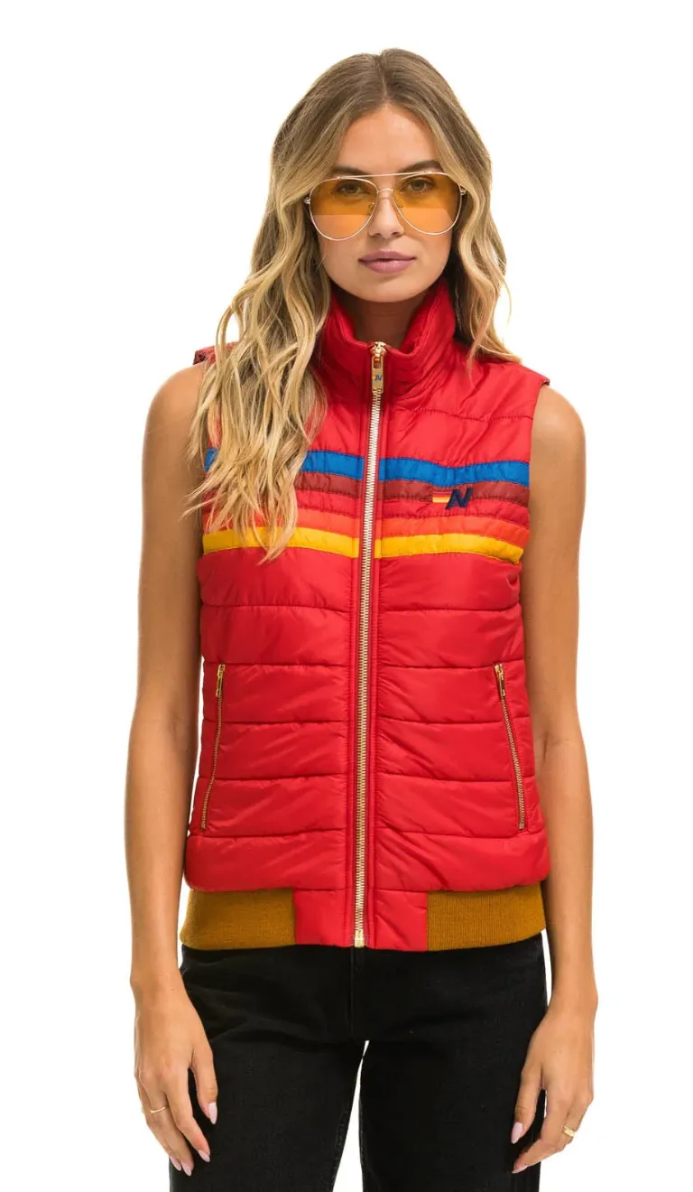 Aviator Nation 5 stripe Womens Vest Cherry Barbados Red