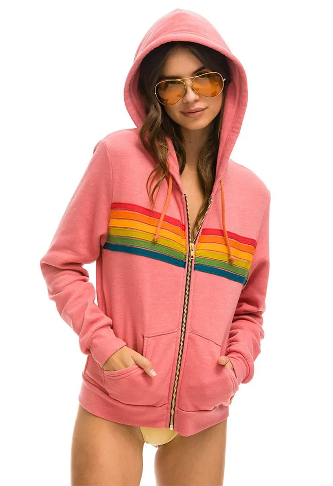 Aviator Nation 6 Stripe Zip Hoodie in Pink / Serape Rainbow