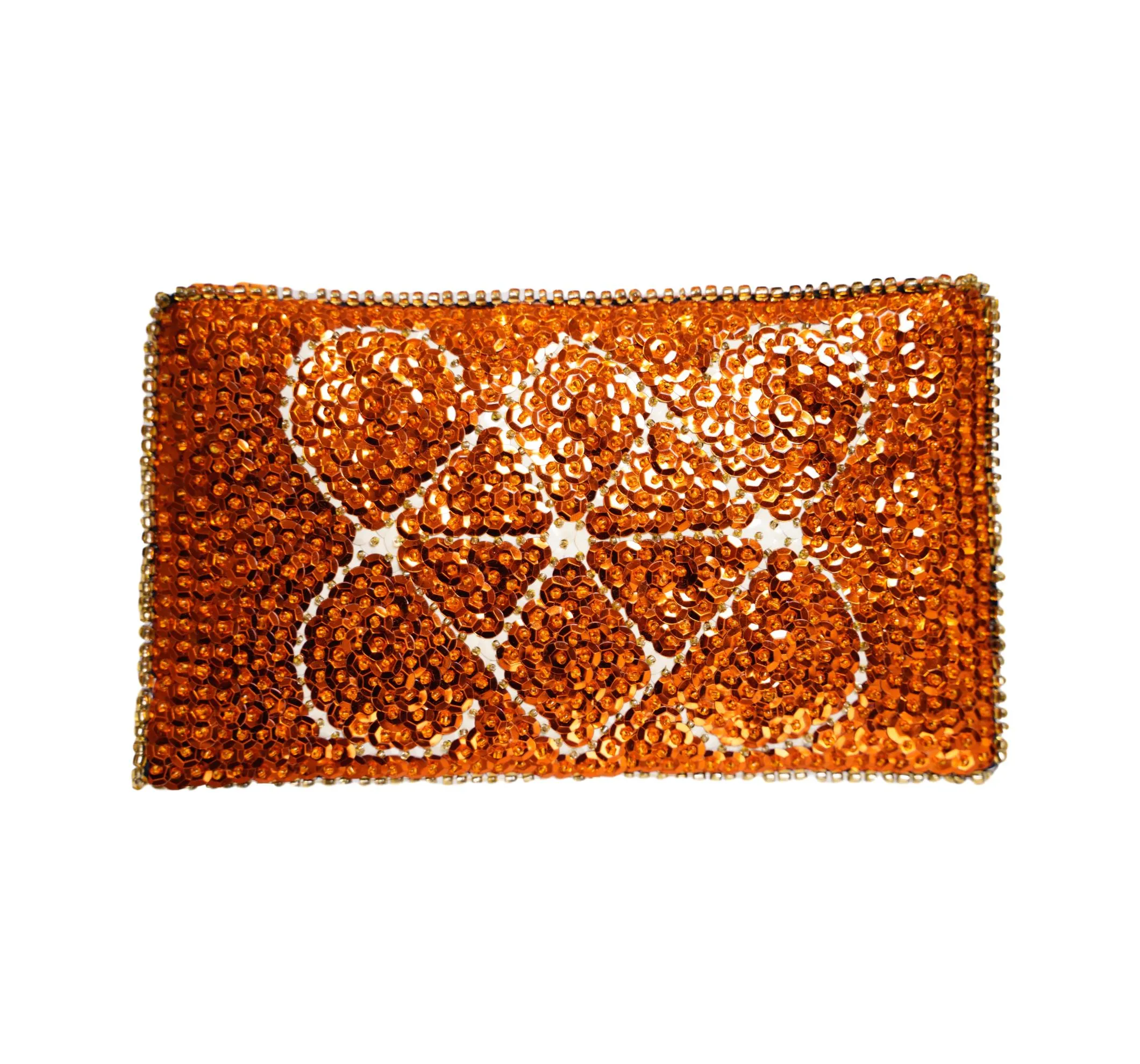 Ayizan Haitian Beaded Clutch- Burnt Orange, Blush