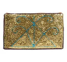 Ayizan Haitian Beaded Clutch - Gold, Turquoise