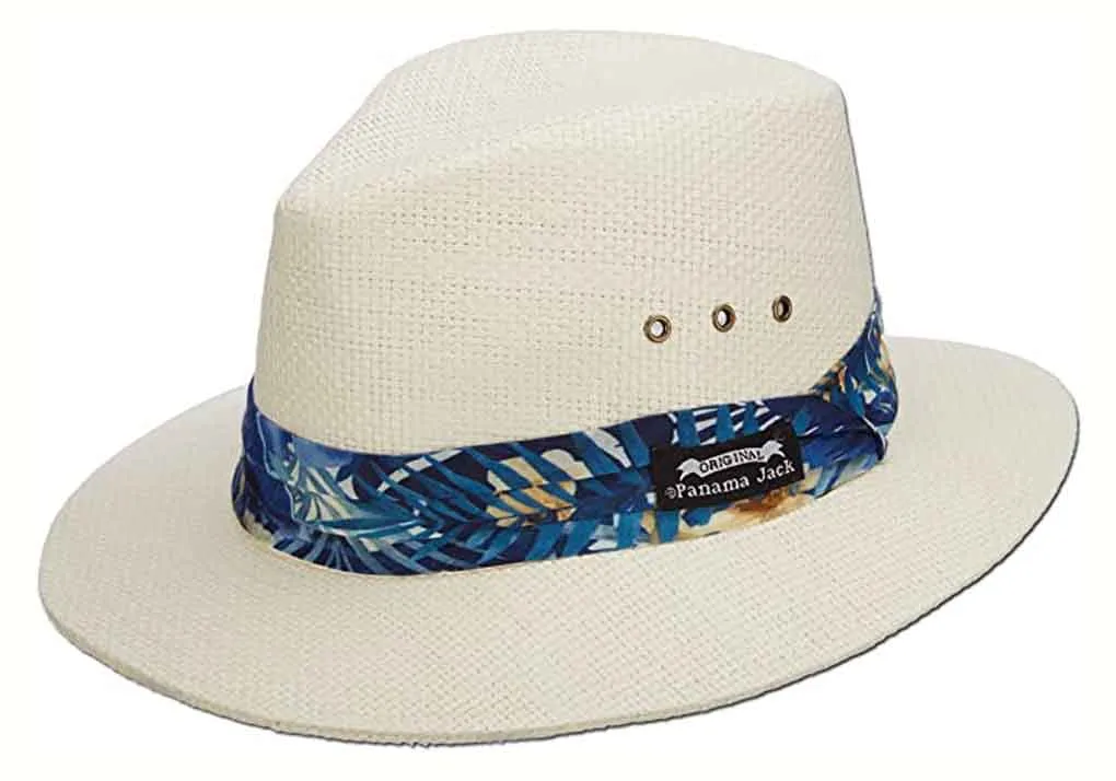 B “Panama Jack PIPEFISH" Tropical Band Natural Toyo Straw Safari Hat, Style#PJ173