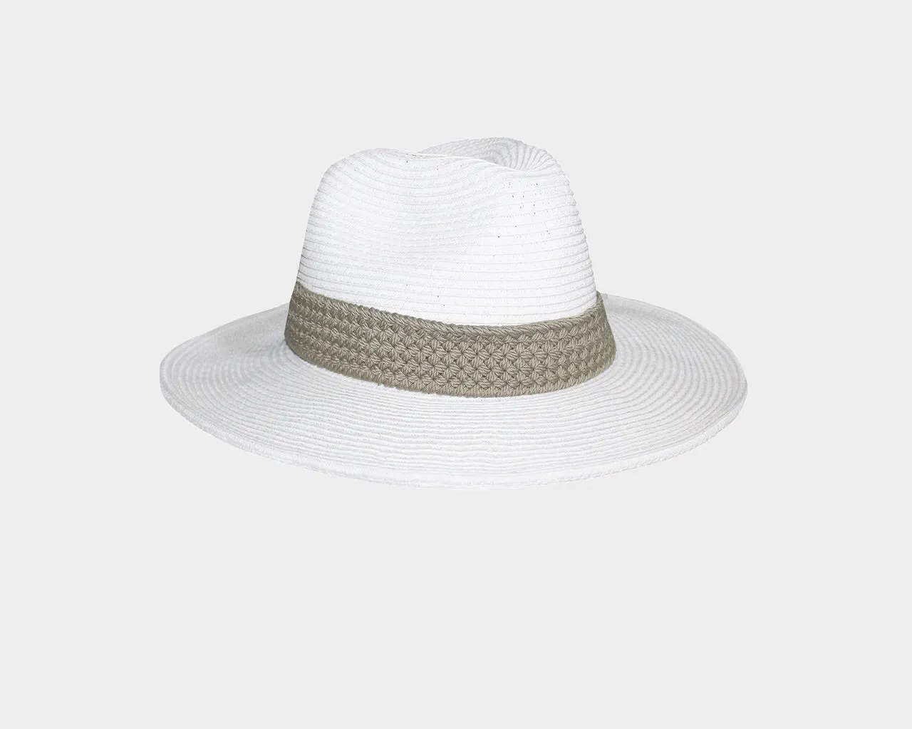 B. White Panama Style Hat Sage Tassel - The Ibiza