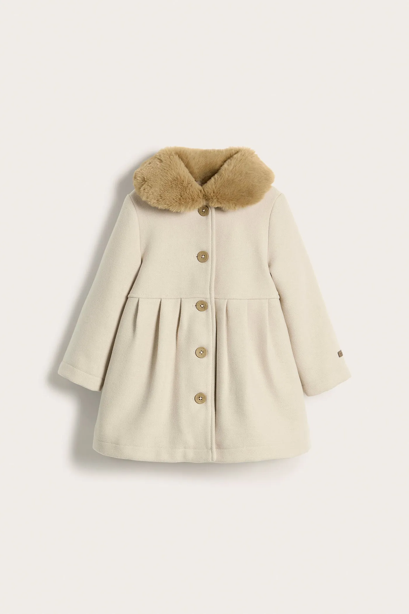 Baby & kids' beige faux fur collar coat