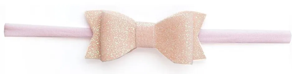 Baby Bling Glitter Bow Tie Skinny Headband-Pink