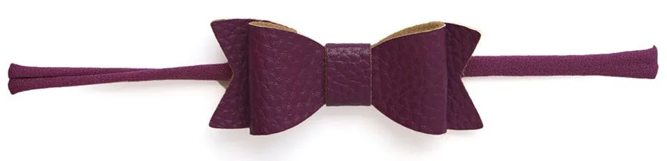 Baby Bling Leather Bow Tie Skinny Headband (20  Colors)