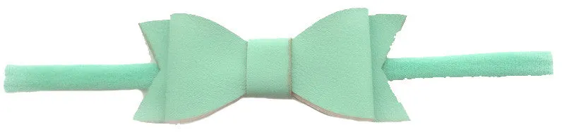 Baby Bling Leather Bow Tie Skinny Headband (20  Colors)