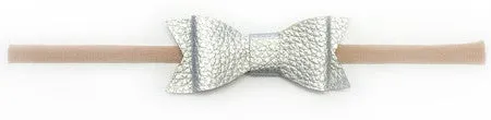 Baby Bling Leather Bow Tie Skinny Headband (20  Colors)