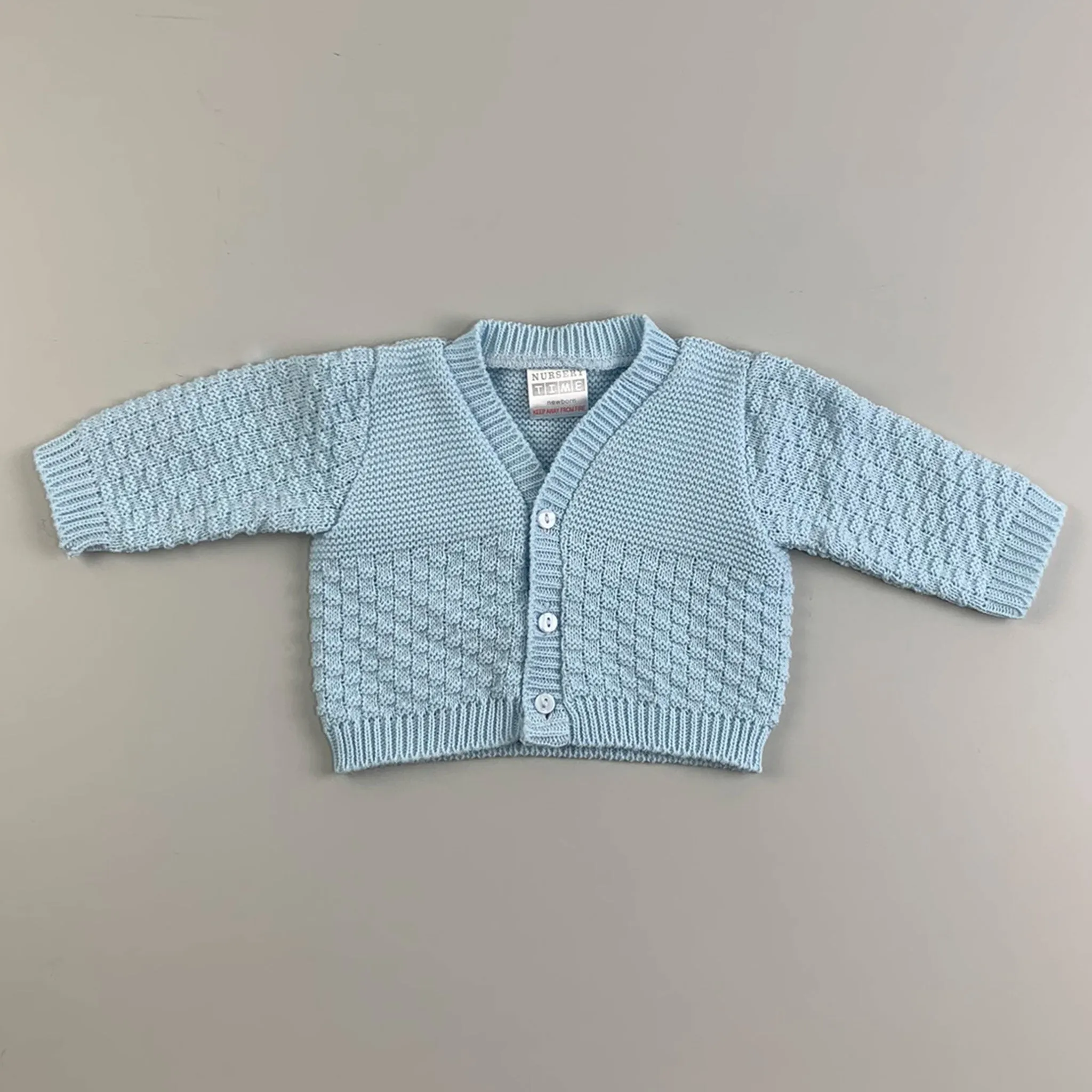 Baby Boys Basket Weave Knitted Design Cardigan - Blue