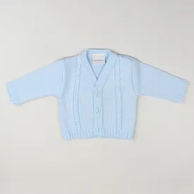 Baby Boys Knitted Cardigan - Blue - Cable Knit Design