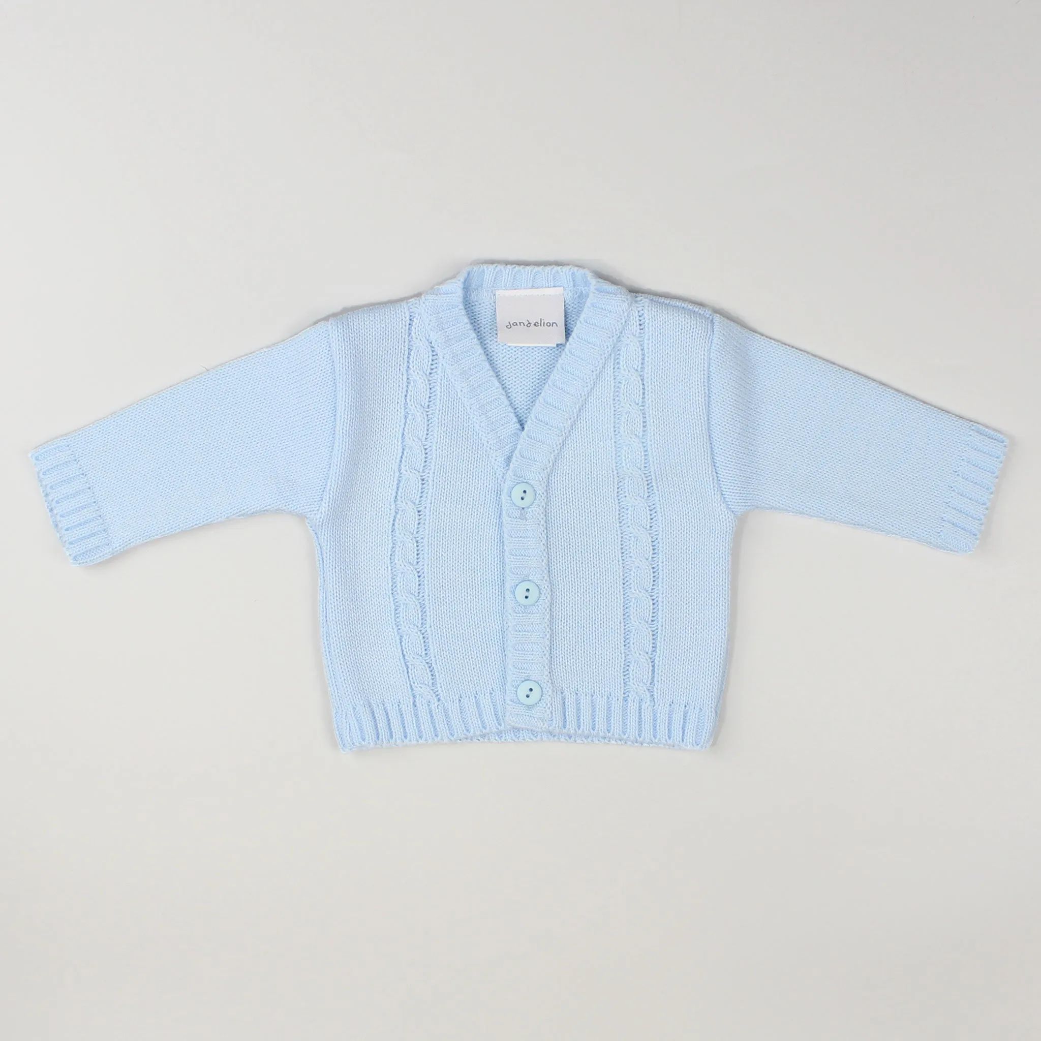 Baby Boys Knitted Cardigan - Blue - Cable Knit Design