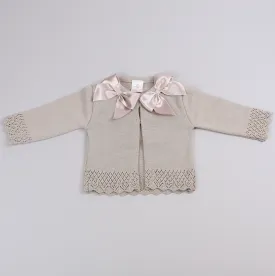 Baby Girls Beige Cardigan With Bows