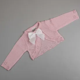 Baby Girls Bolero Cardigan With Bow - Pink