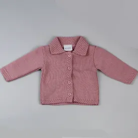 Baby Girls Cardigan With Collar - Dusty Pink