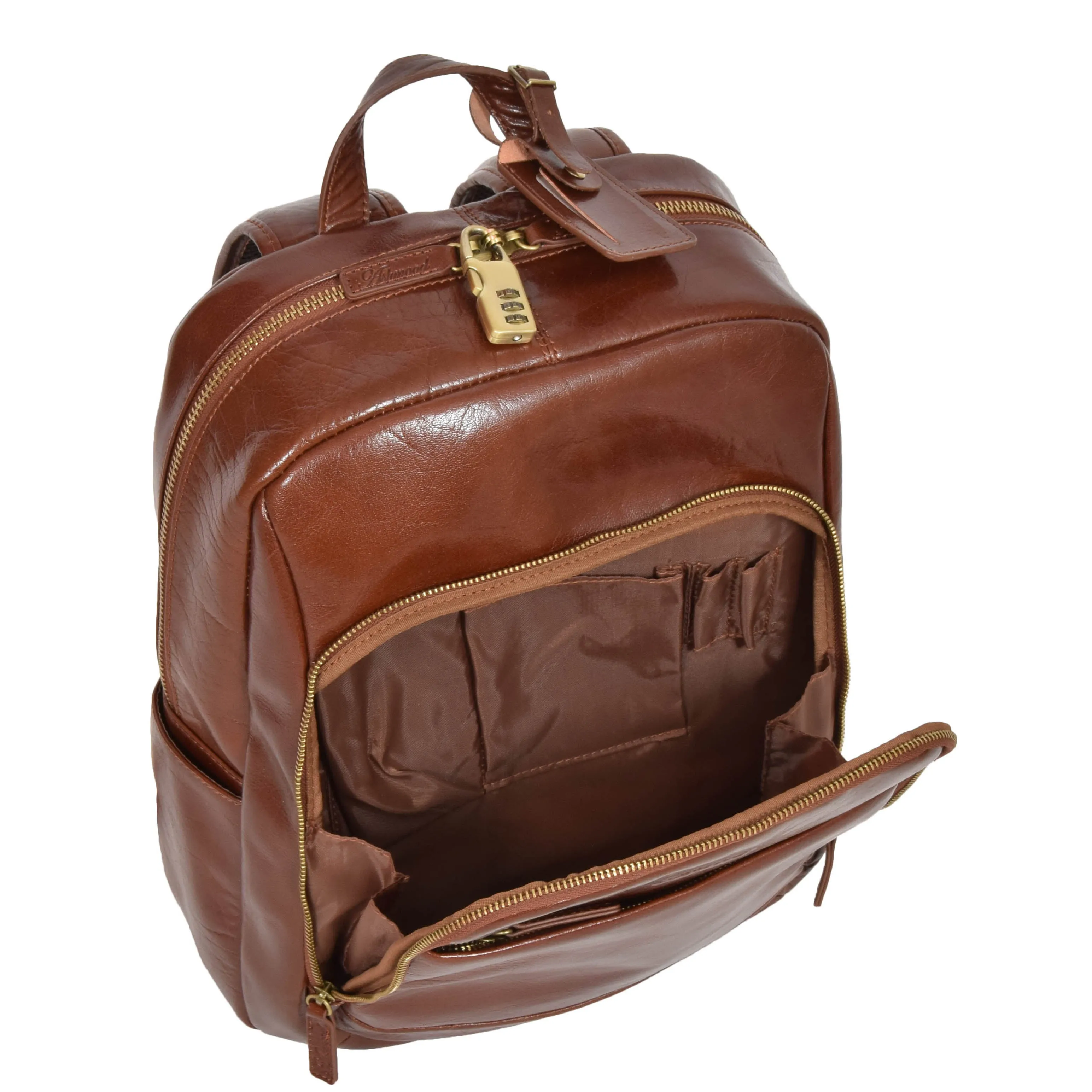 Backpack Chestnut Real Leather Large Travel Rucksack Cora