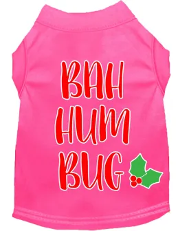 Bah Humbug Screen Print Dog Shirt Bright Pink Xxl