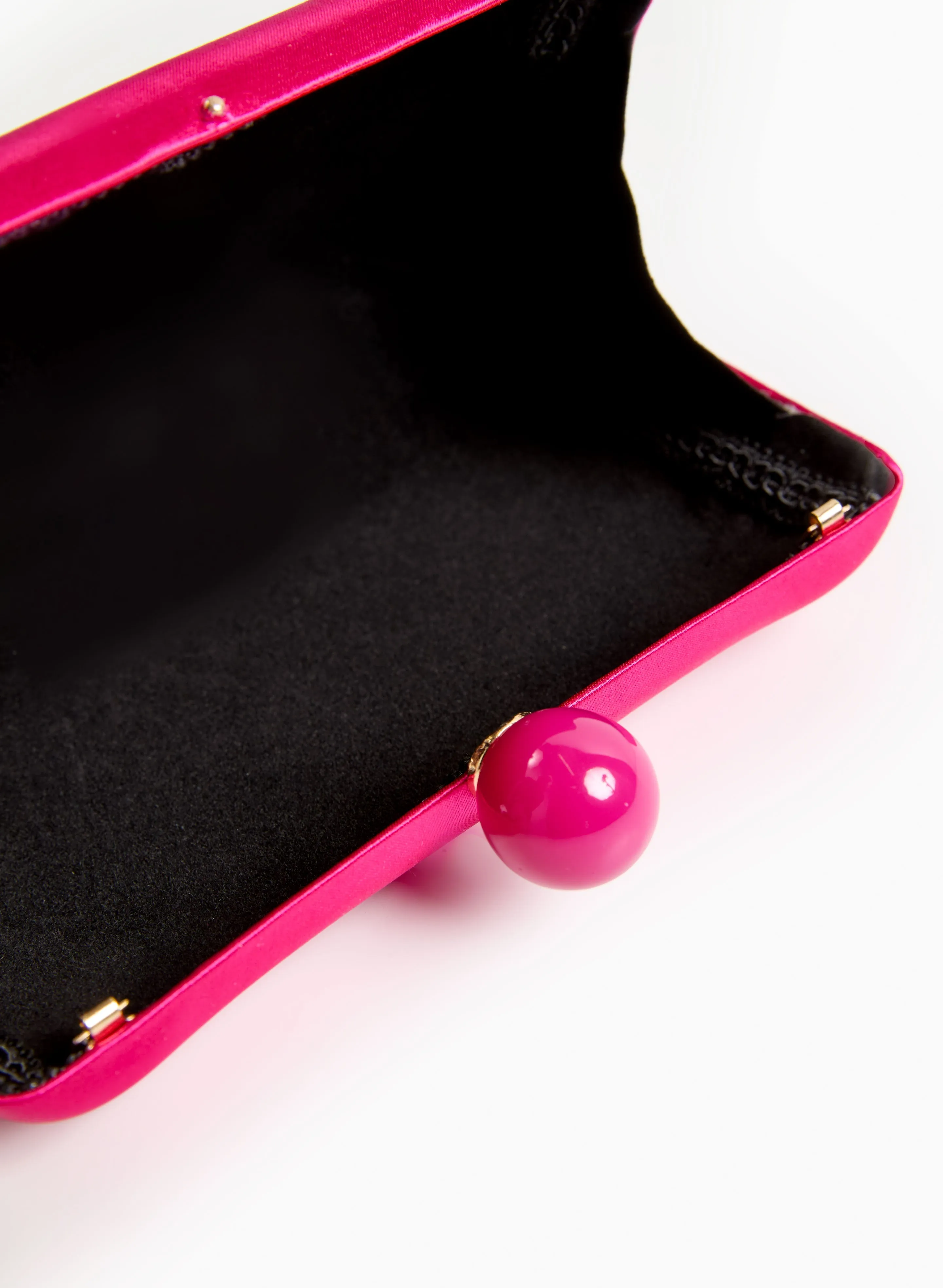 Ball Detail Satin Box Clutch