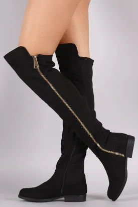 Bamboo Side Zipper Trim Riding Over The Knee Boots