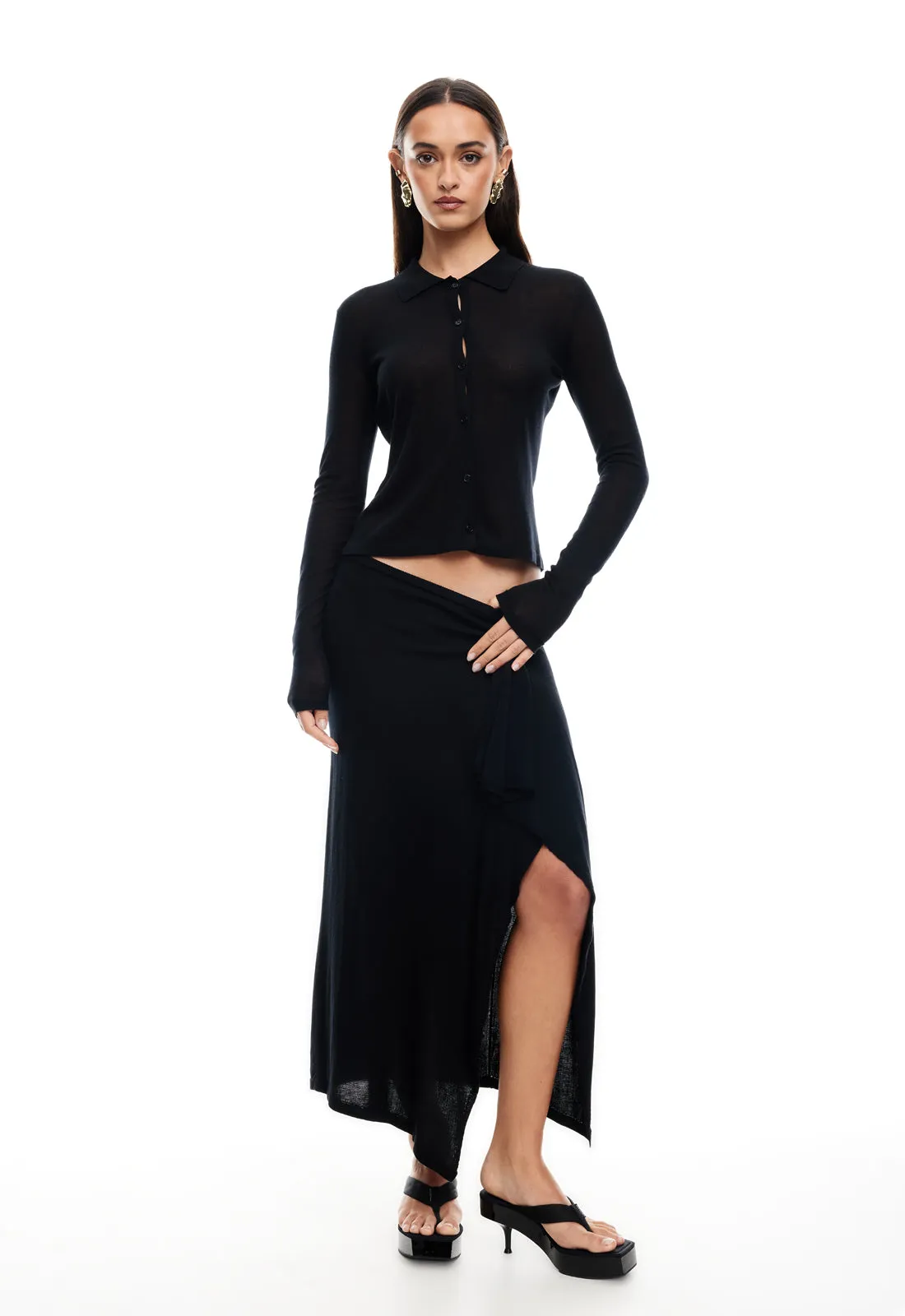 BANKS MIDI SKIRT - ONYX