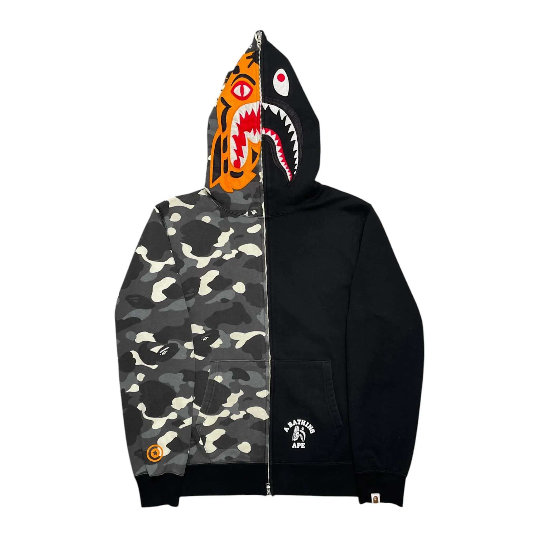 BAPE City Camo Tiger Shark Zip Hooded Sweatshirt Black Pre-Owned