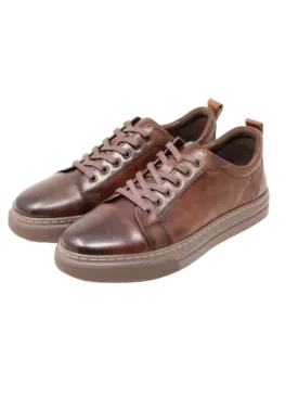 Barabas Brown Men's Lace-Up Casual Sneakers Genuine Leather