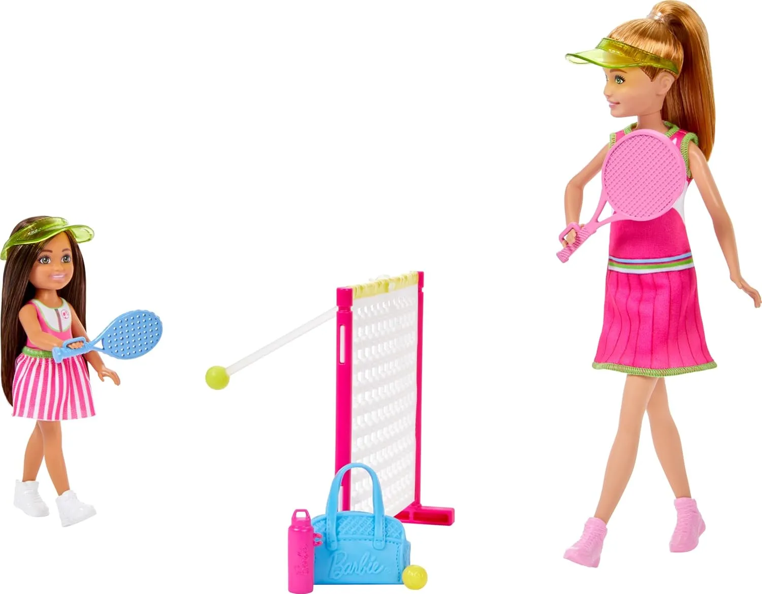 Barbie Stacie & Chelsea Tennis Playset with 2 Dolls & 5  Accessories Including Net with Swinging Ball Feature