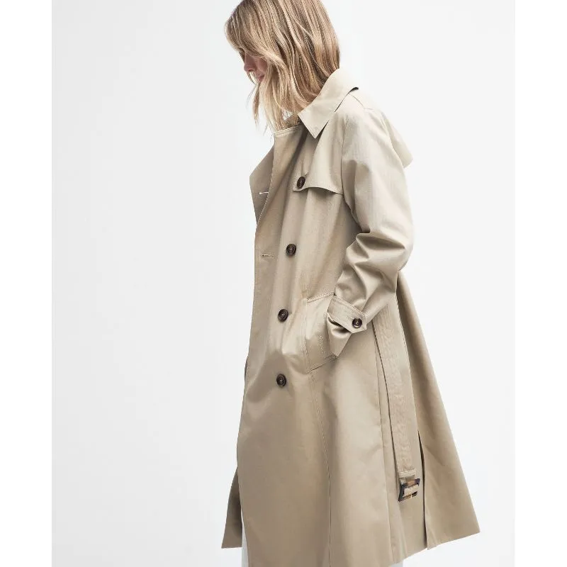 Barbour Greta Ladies Showerproof Trench - Light Fawn/Primrose Hessian