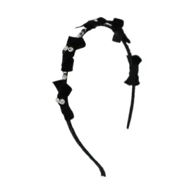 Bari Lynn Velvet Bow Thin Headband - Black