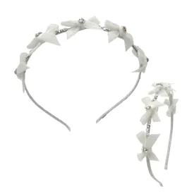 Bari Lynn Velvet Bow Thin Headband - White