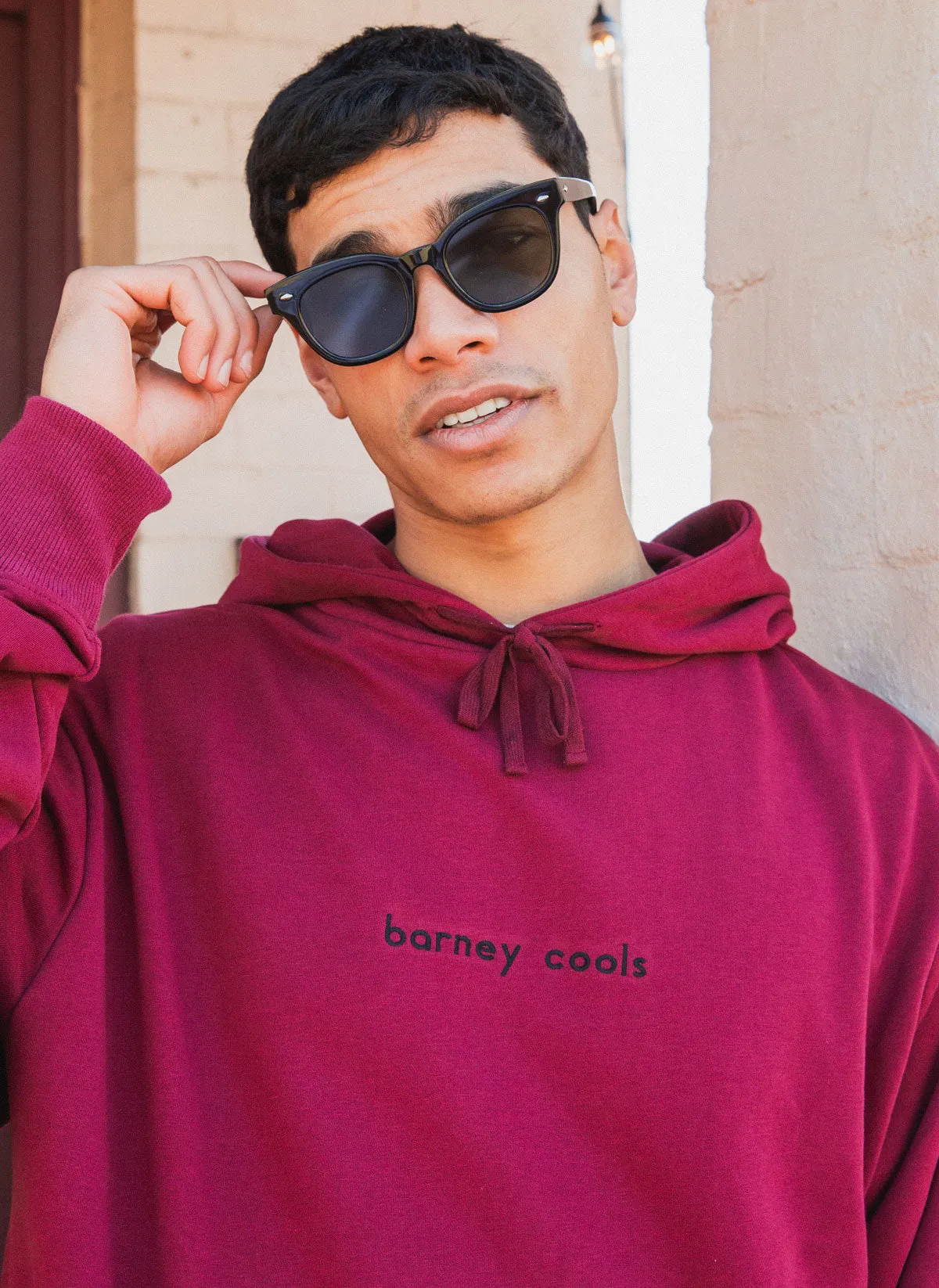 Barney Cools Hood Embro Sweatshirt Oxblood