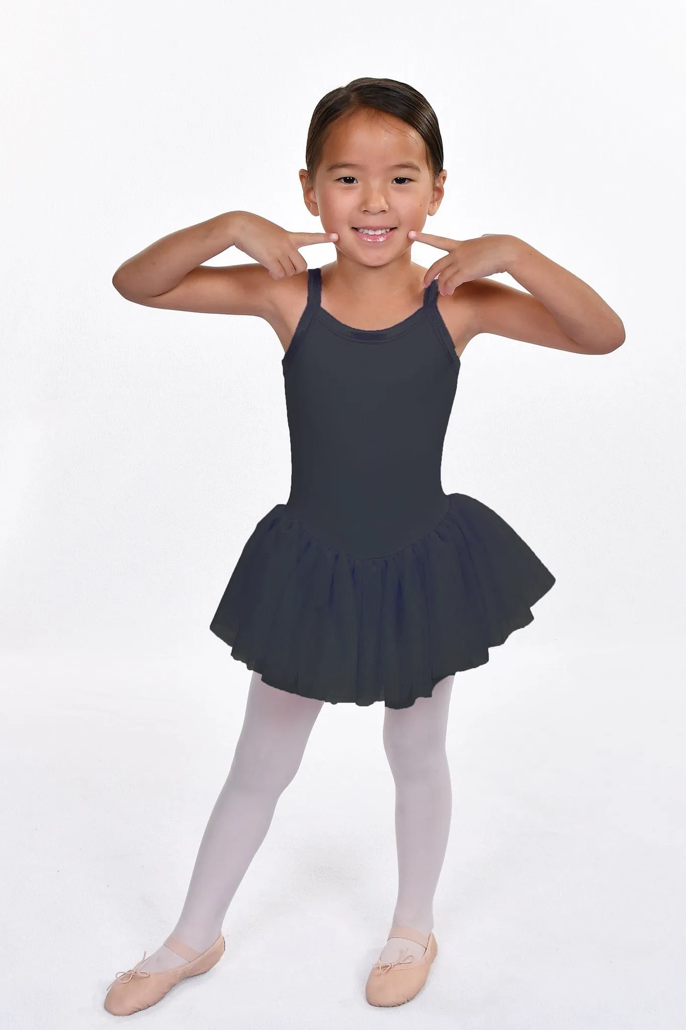 Basic Moves BM9404GN Girls' Satin Trim Cami with Tear Drop Back Dress Leotard