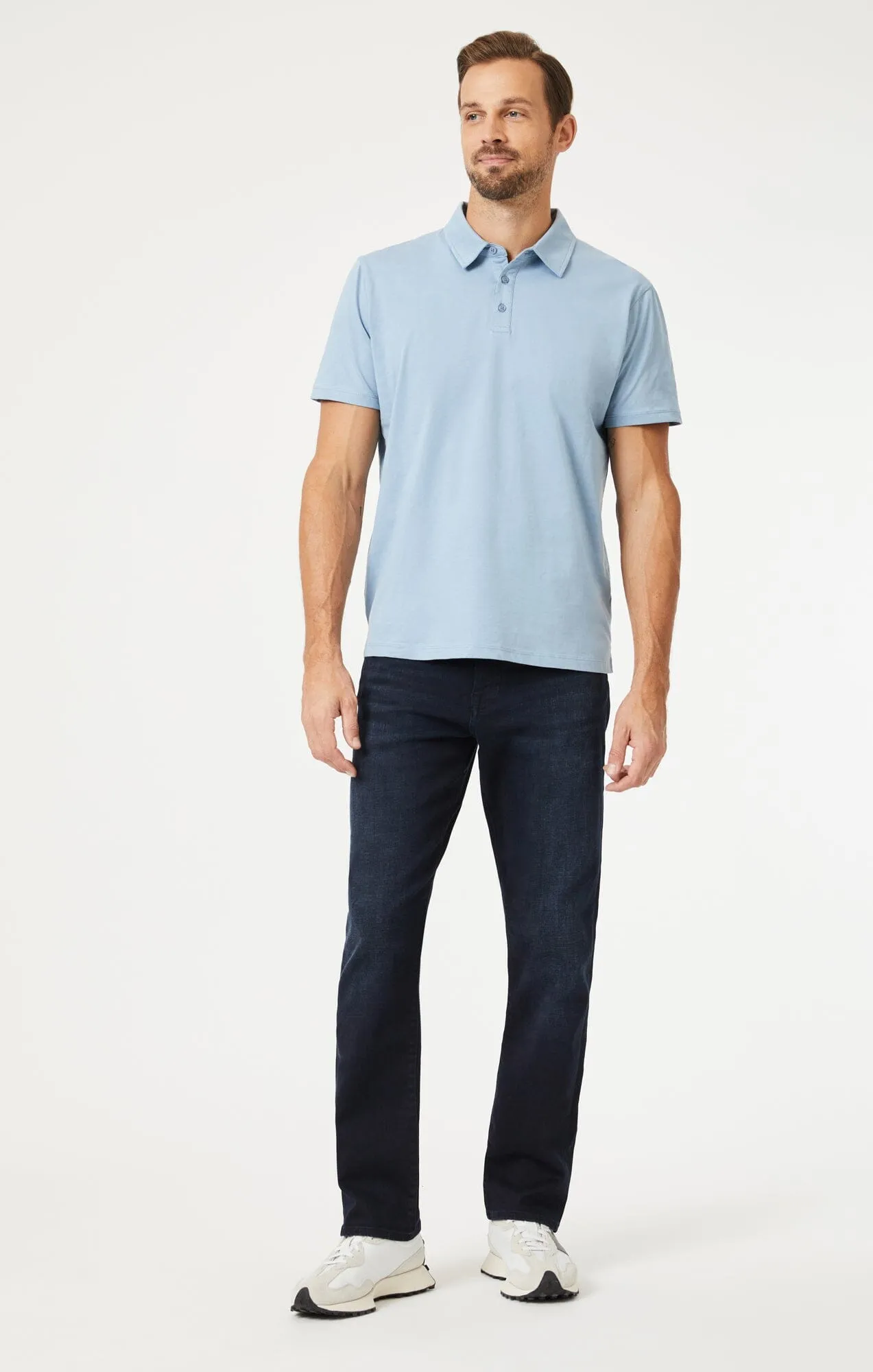 BASIC POLO SHIRT IN FADED DENIM