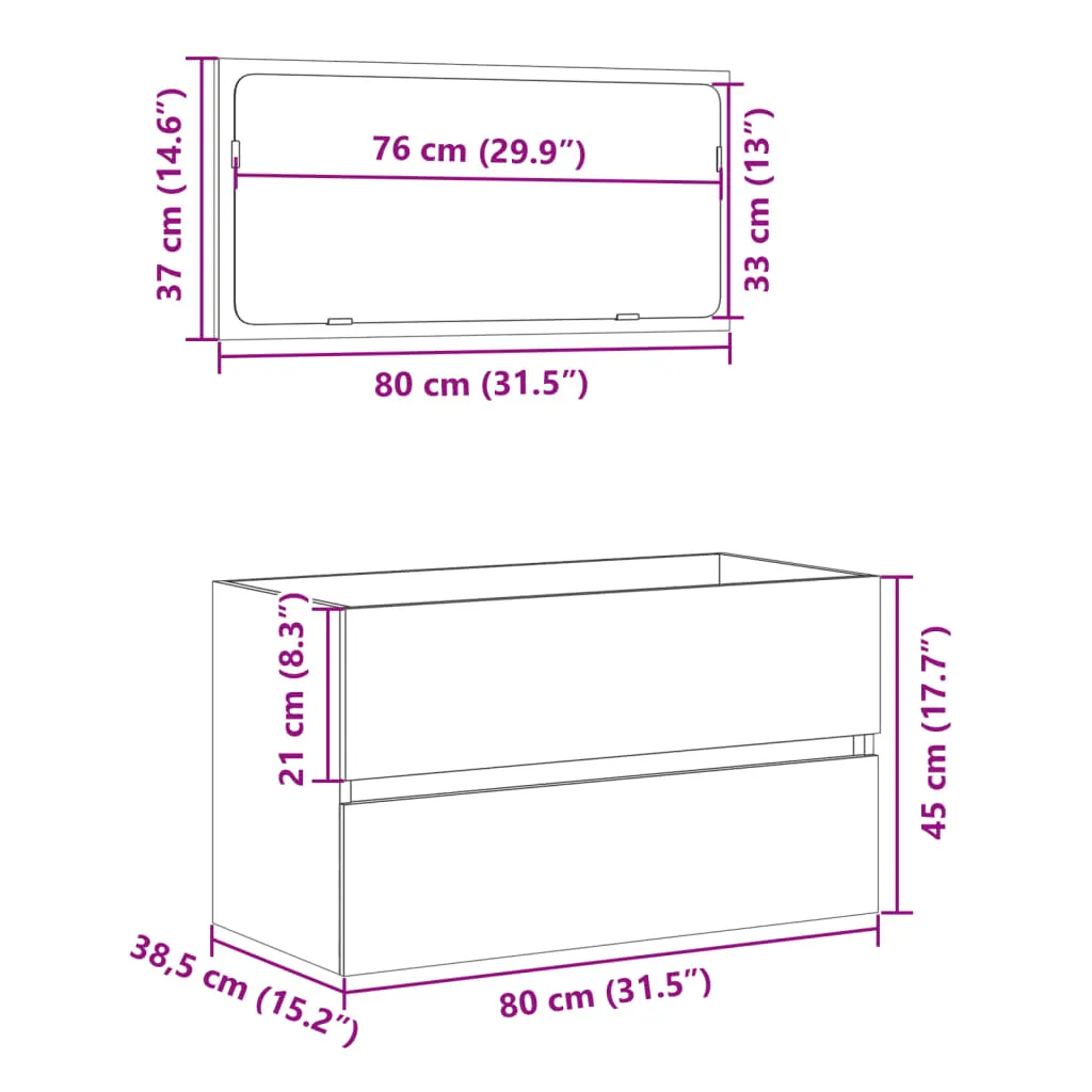 Bathroom Cabinet with Mirror Sonoma Oak 80x38.5x45 cm