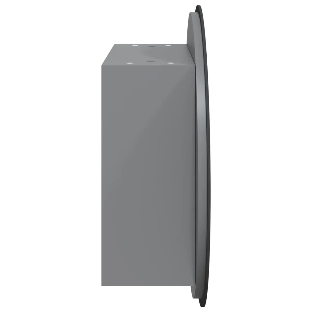 Bathroom Cabinet with Round Mirror&LED Grey 47x47x17.5 cm