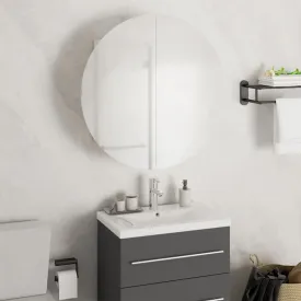 Bathroom Cabinet with Round Mirror&LED White 47x47x17.5 cm