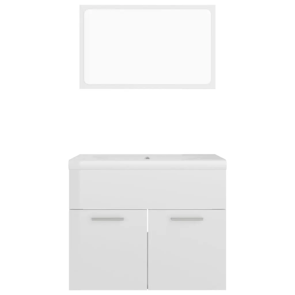 Bathroom Furniture Set High Gloss White Chipboard