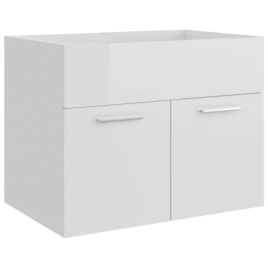 Bathroom Furniture Set High Gloss White Chipboard