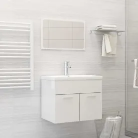 Bathroom Furniture Set High Gloss White Chipboard