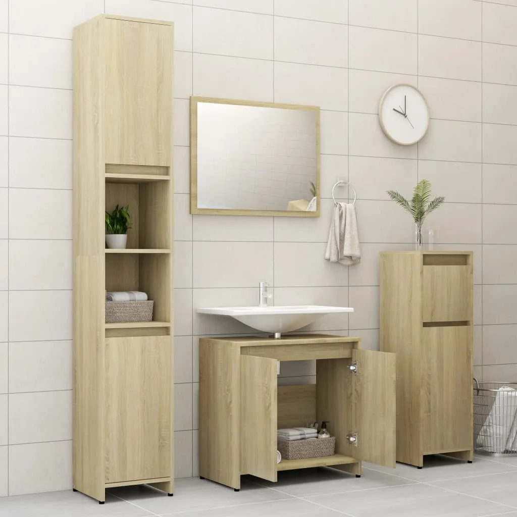 Bathroom Furniture Set Sonoma Oak Chipboard