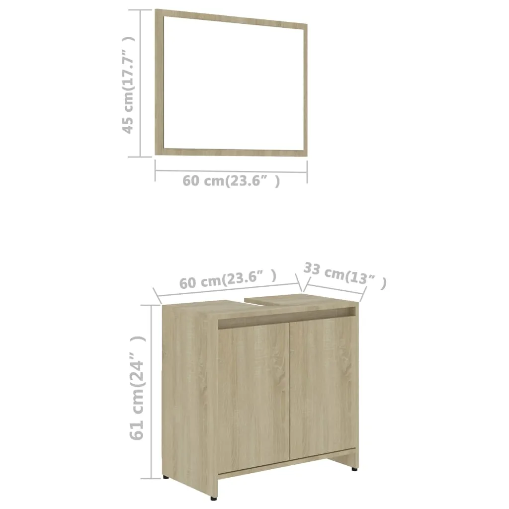 Bathroom Furniture Set Sonoma Oak Chipboard