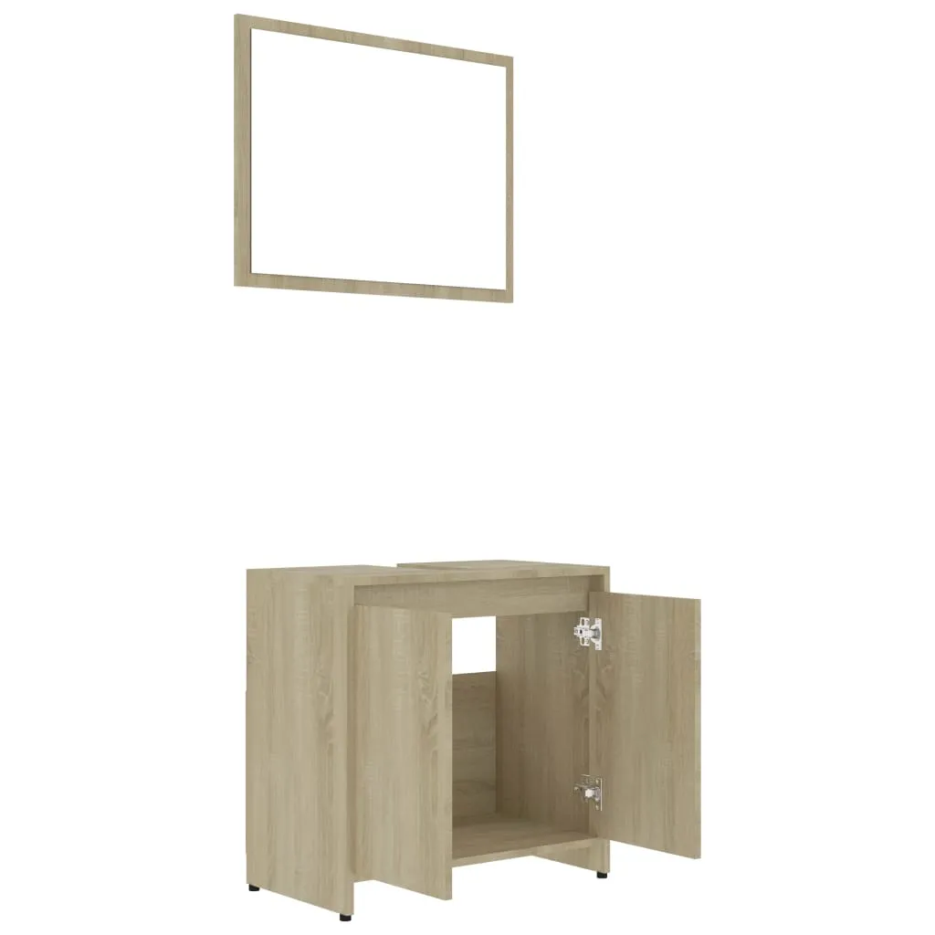 Bathroom Furniture Set Sonoma Oak Chipboard