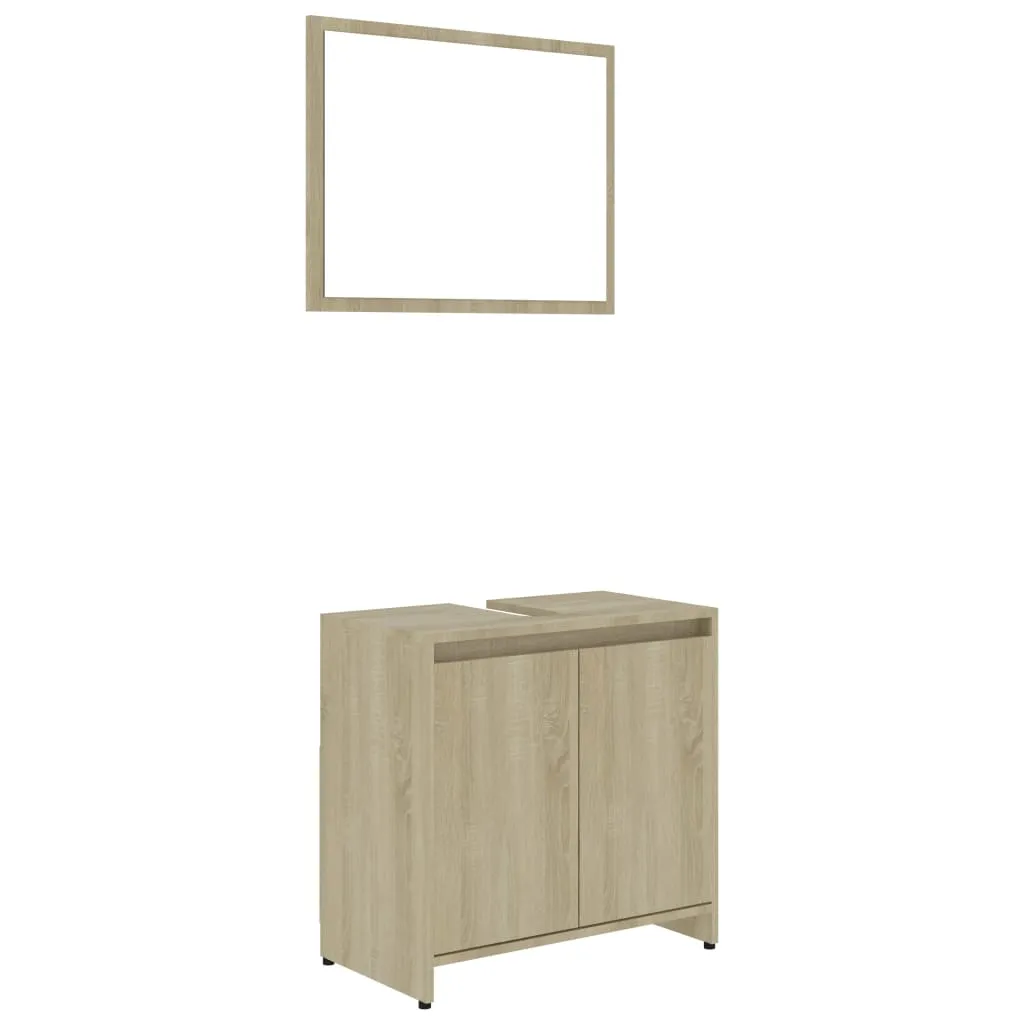 Bathroom Furniture Set Sonoma Oak Chipboard