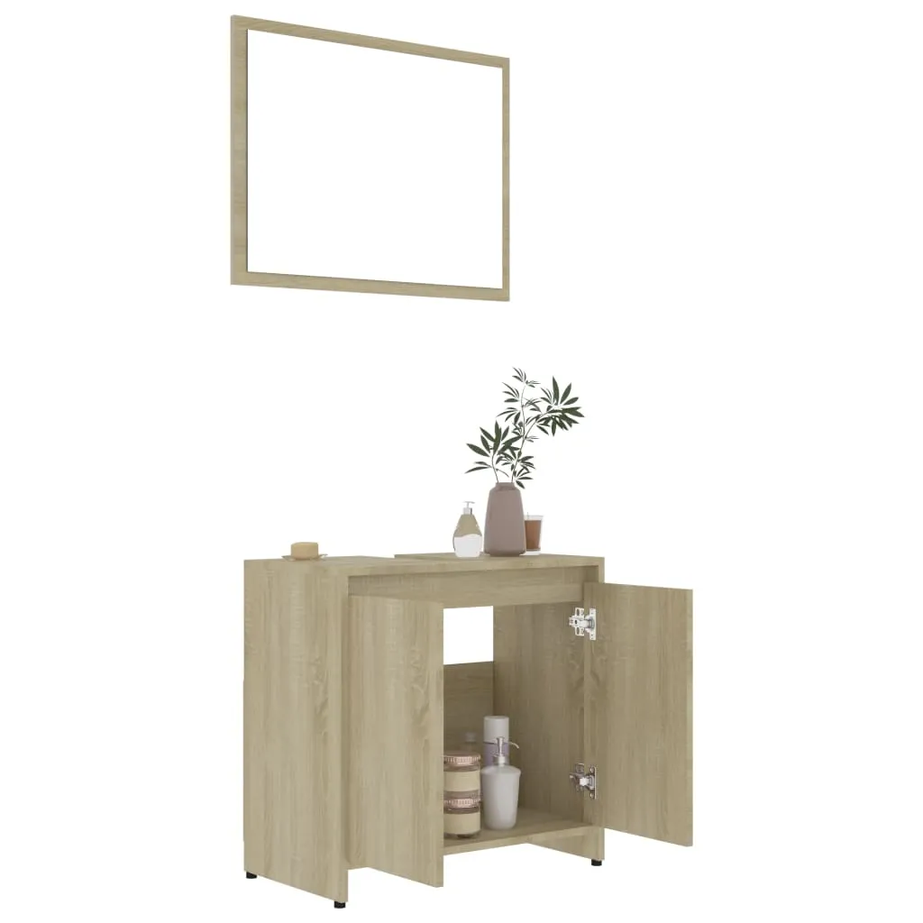 Bathroom Furniture Set Sonoma Oak Chipboard