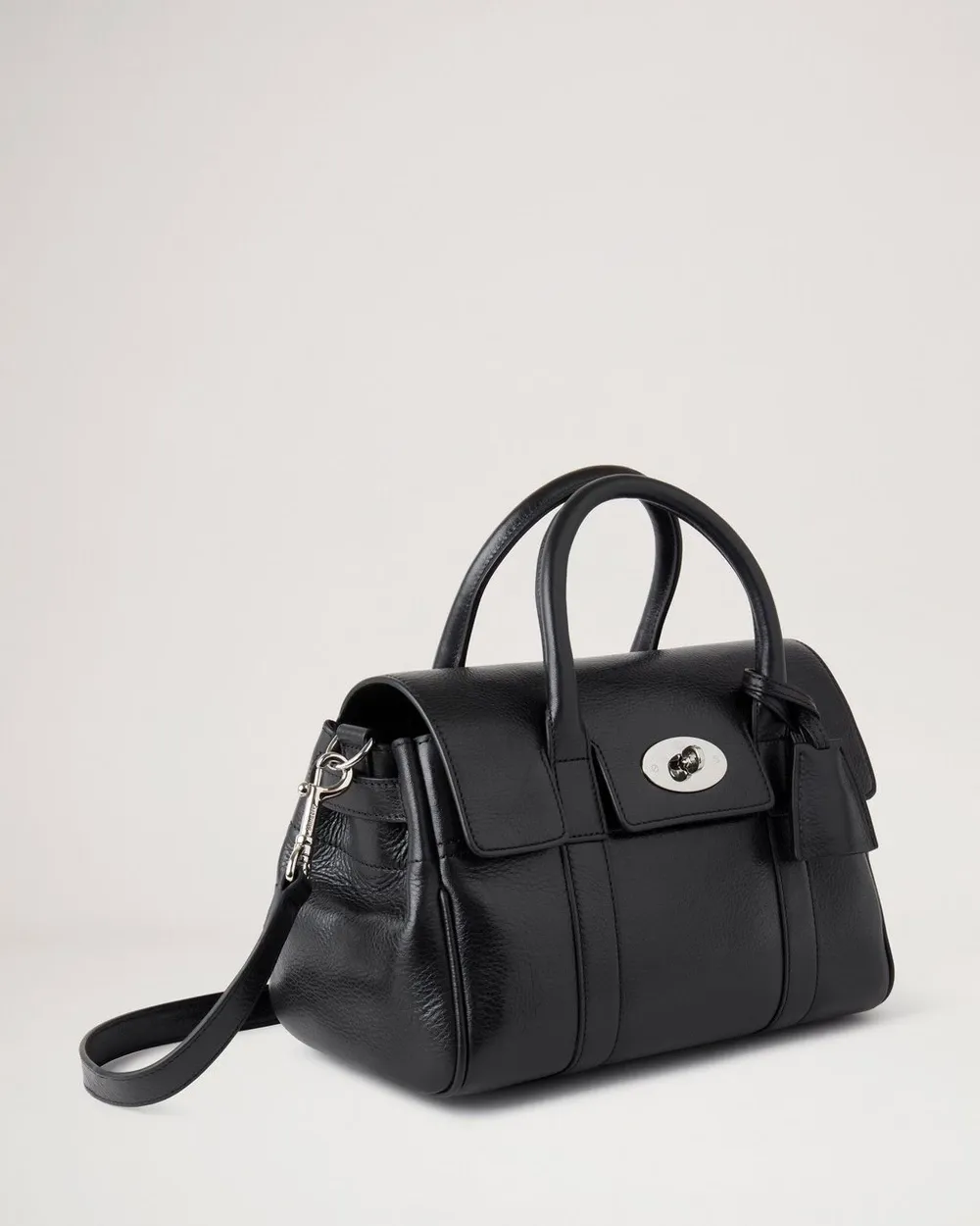 Bayswater Satchel Black High Shine Leather