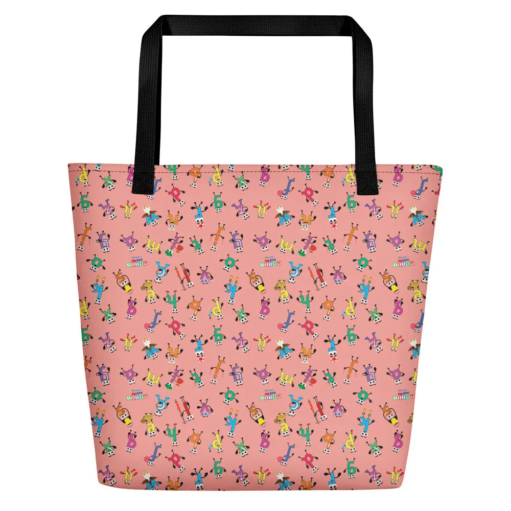 Beach Bag: Akili's Alphabet Print (Pink)