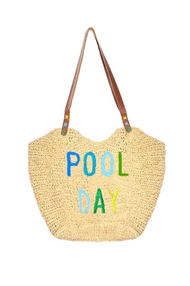 Beach Lovers Tote Bag - Pool Day Embroidery