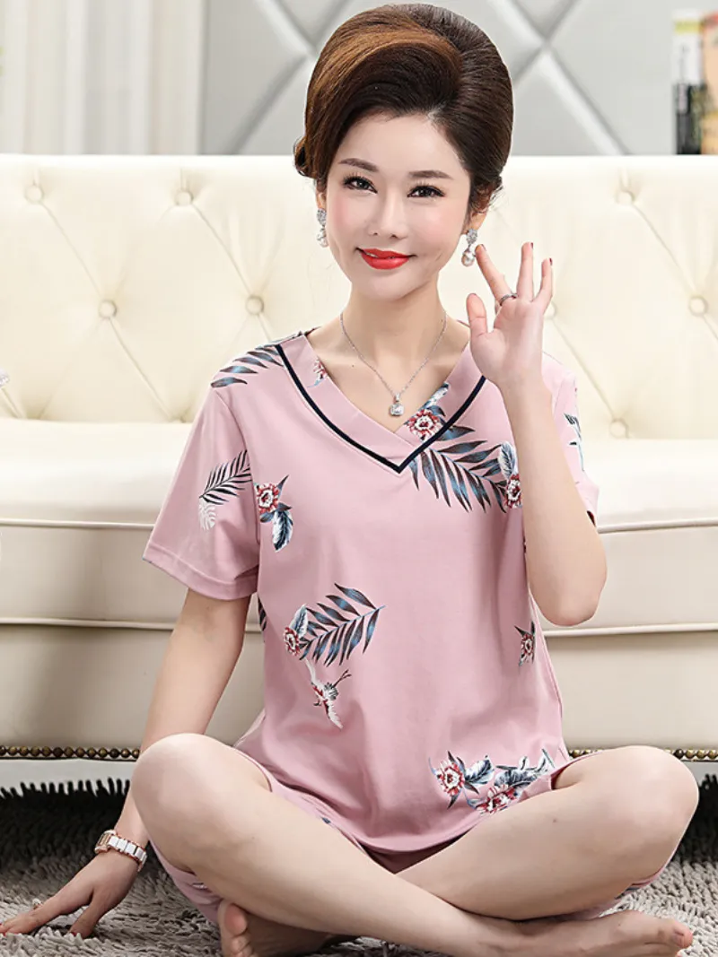 Beach party Summer Sleepwear Short Pajamas Suit