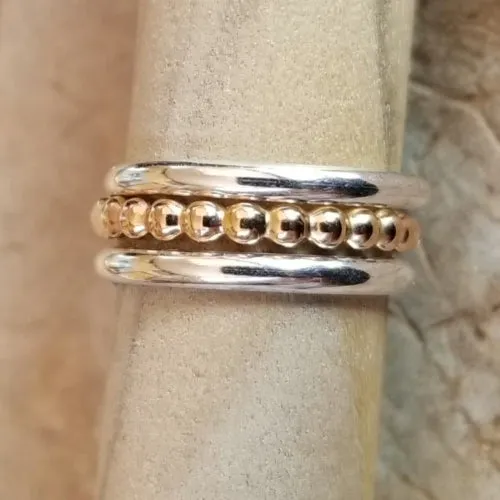 Beaded Berri (14K gold-fill) & Classic Bands (Sterling Silver) Sizes 1 thru 11