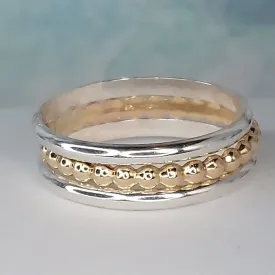 Beaded Berri (14K gold-fill) & Classic Bands (Sterling Silver) Sizes 1 thru 11