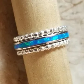 Beaded Berries & Blue Opal Channel (sterling silver)